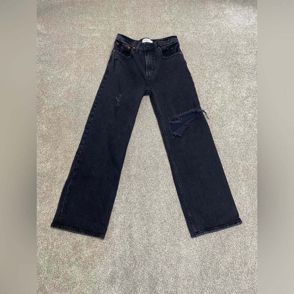 Abercrombie & Fitch the 90s relaxed jeans high rise womens 0/25xs black stretch